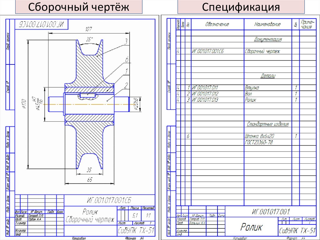 Обозначение одинаковых деталей на сборочном чертеже