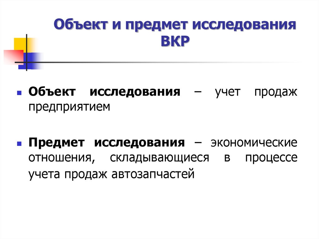 Объект исследования в проекте примеры