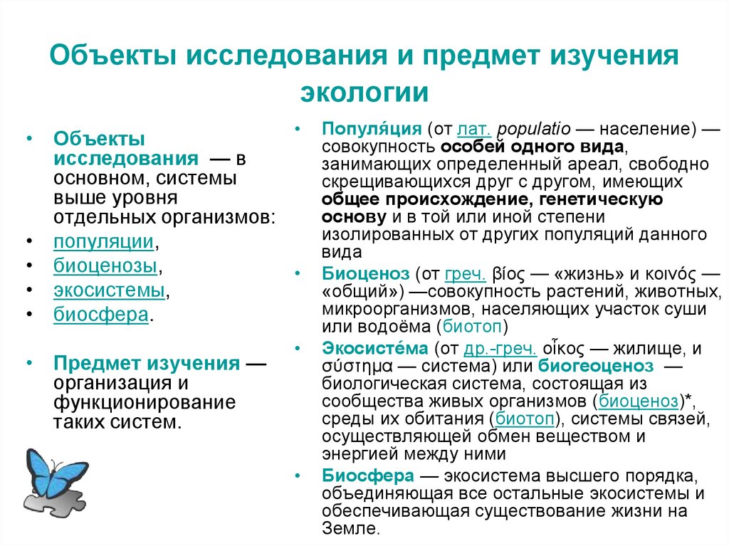 Объект исследования в проекте примеры