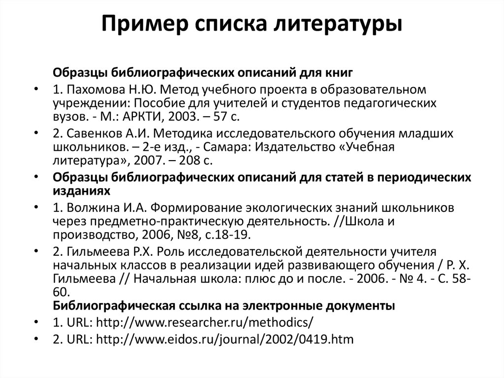 Список литературы для презентации по информатике