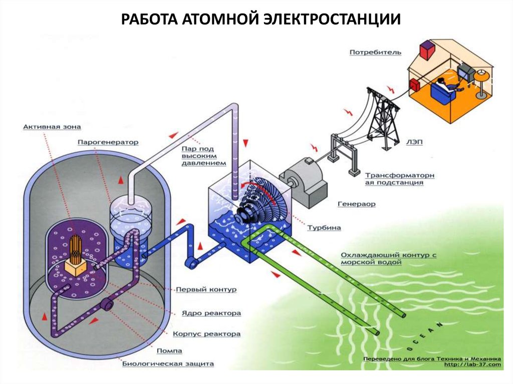 Принцип работы атомной электростанции схема