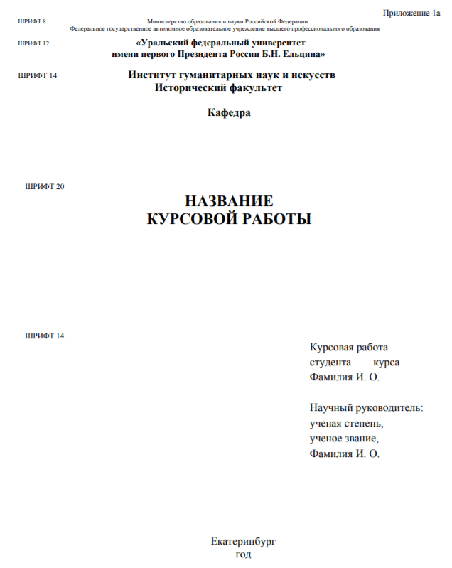 Образец титульный лист курсовой работы образец по госту