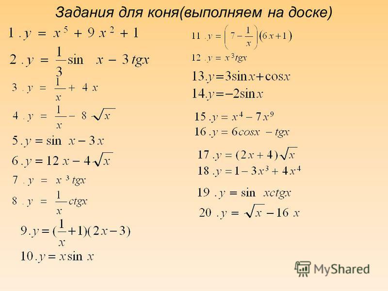 Производная функции самостоятельные