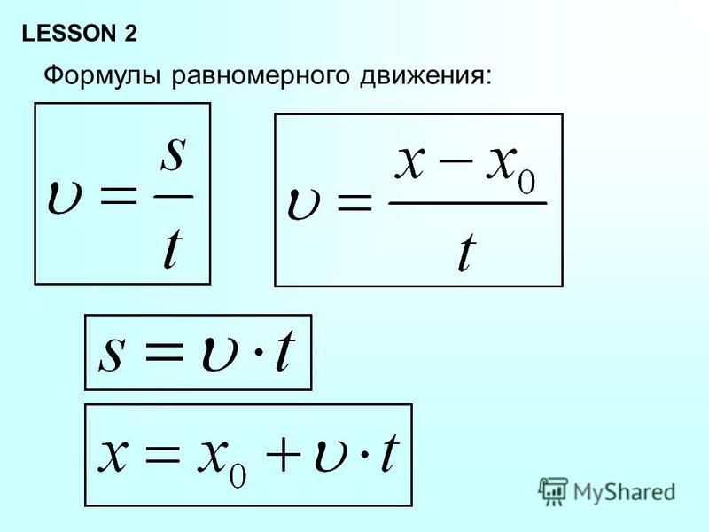 Уравнения прямолинейного равномерного