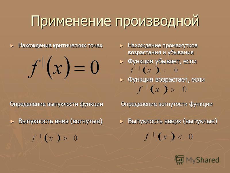 Точки убывания производной. Промежутки возрастания и производная. Примеры применения производной. Промежутки возрастания и убывания производной. Возрастание и убывание функции производной.