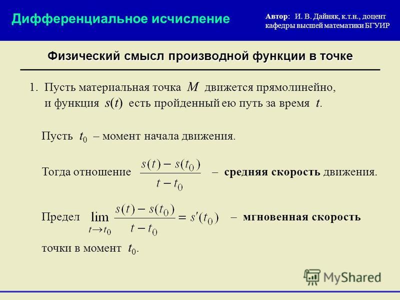 Понятие производной 10 класс