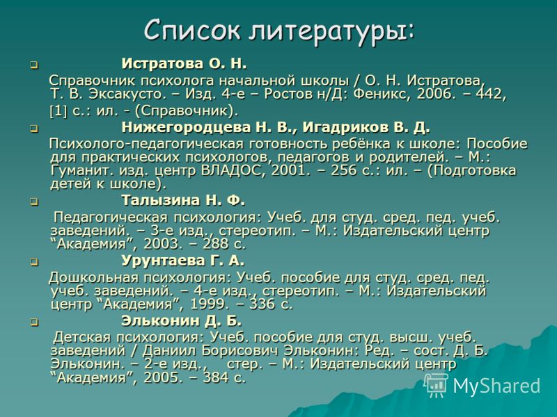 Список литературы презентация