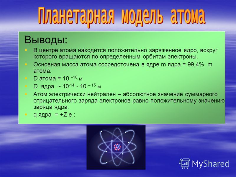 Строение атома. Основные сведения о строении атомов 8 класс.