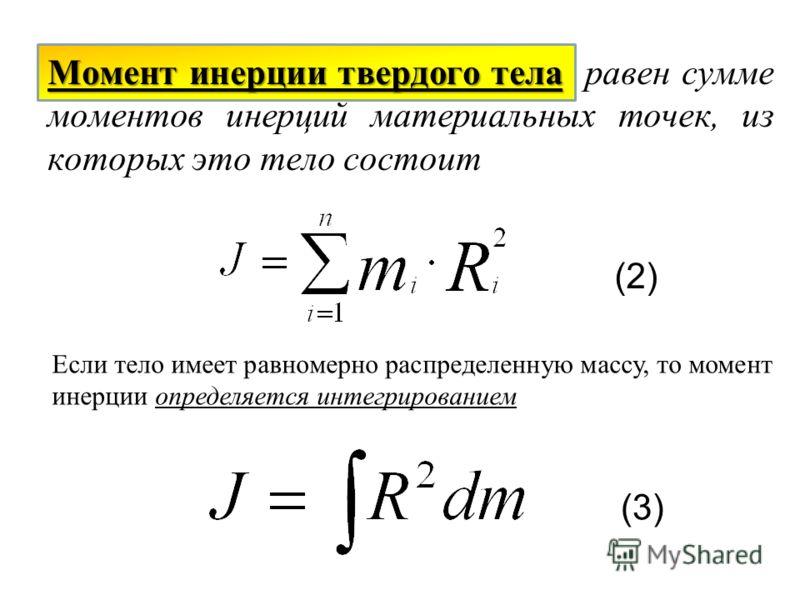 Момент инерции шкива формула