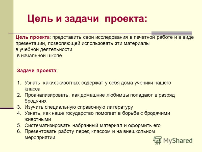 Задачи при работе над проектом