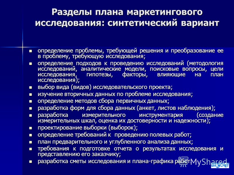 Пример маркетингового исследования презентация