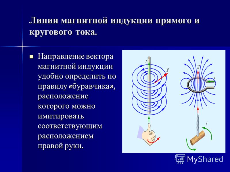 Определить направление вектора магнитной индукции по рисунку