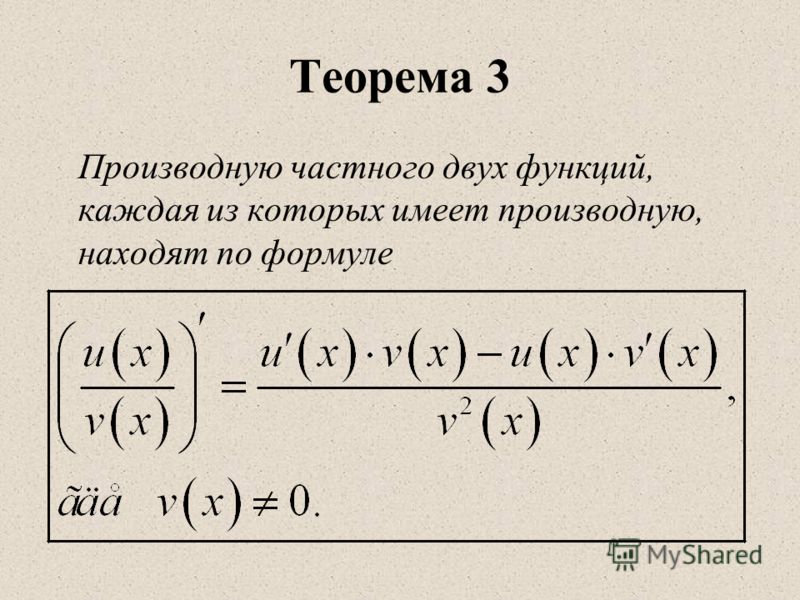 Формула производной экспоненты