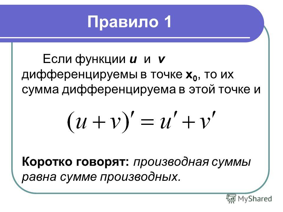 Производная суммы примеры. Производная суммы функций равна.