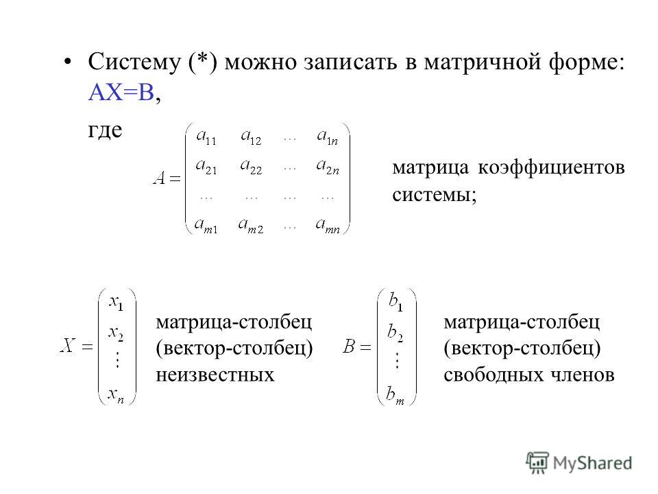 Матрица системы векторов