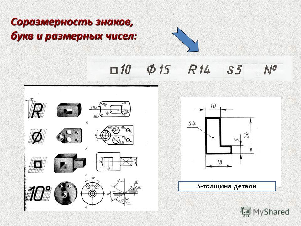 Знак буква на чертеже r