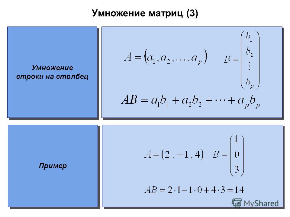 Умножение матриц примеры