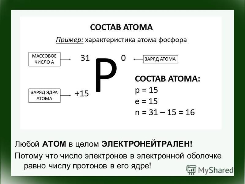 Строение атомного ядра схема