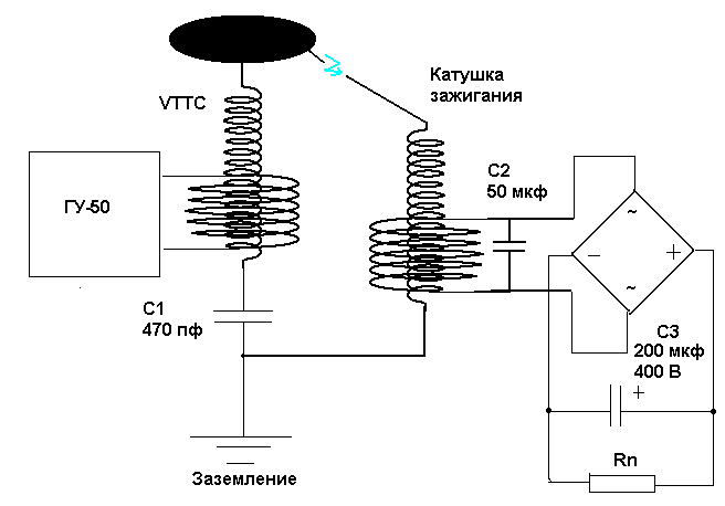 Электрическая схема катушки тесла