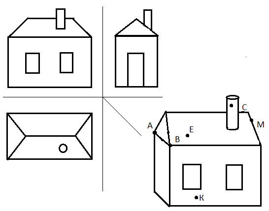 Чертеж дома в трех проекциях