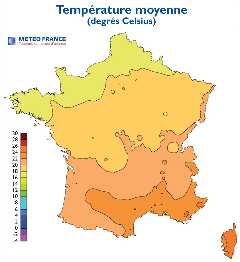 Климатическая карта франции