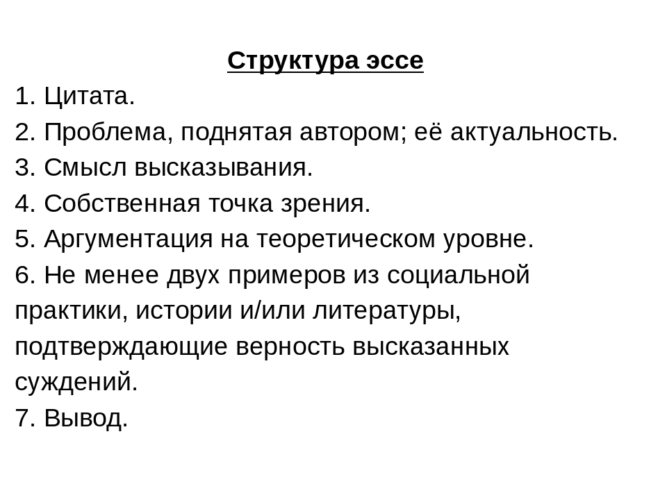 План эссе по литературе