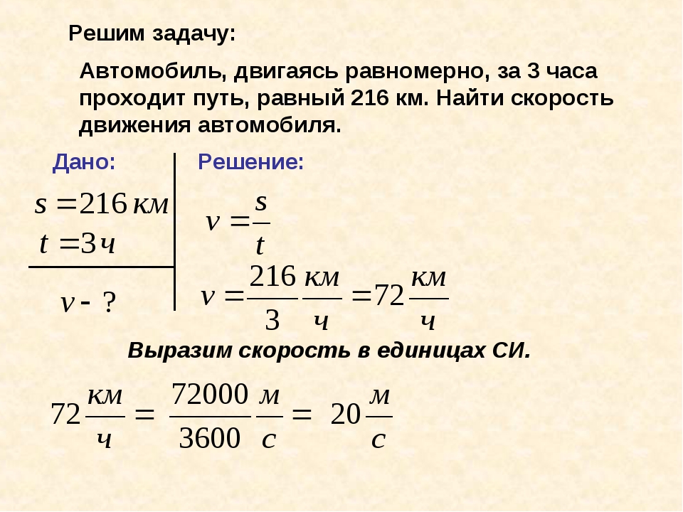 Образец оформления задач по физике