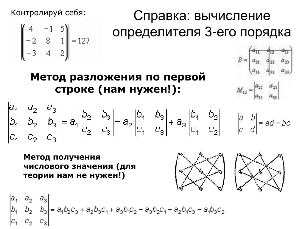 Решение систем уравнений методом крамера гаусса