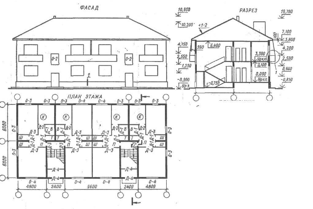 Фасад разрез план этажа