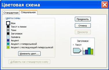 Создать слайд с помощью цветовой схемы