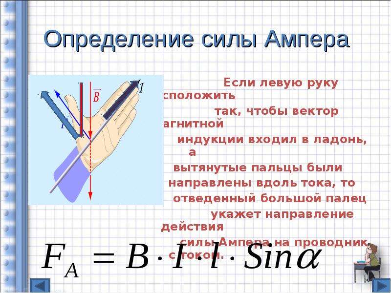 Расставьте на схемах направление силы тока и силы ампера используя правило левой руки