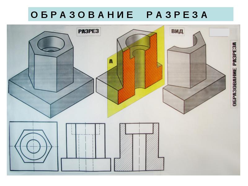 Разрез картинки. Простой разрез. Разрез черчение. Проекционное черчение разрезы. Простые разрезы Инженерная Графика.