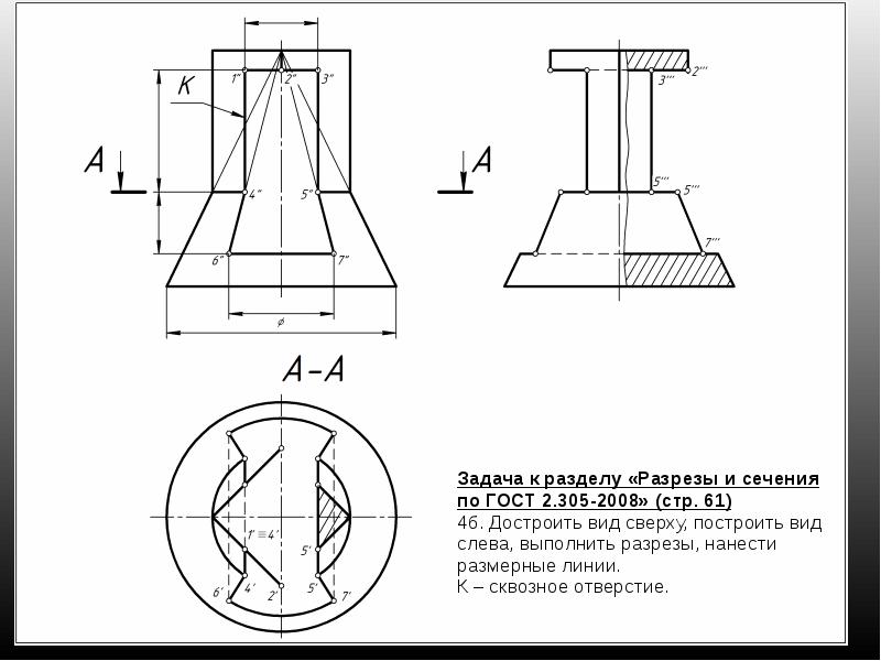 Обозначение видов и разрезов на чертеже гост