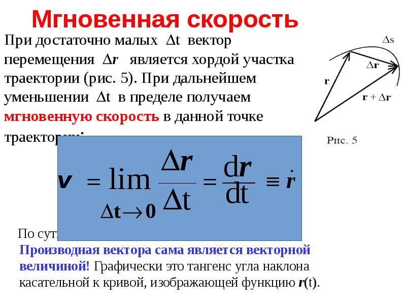 Мгновенная скорость ускорение