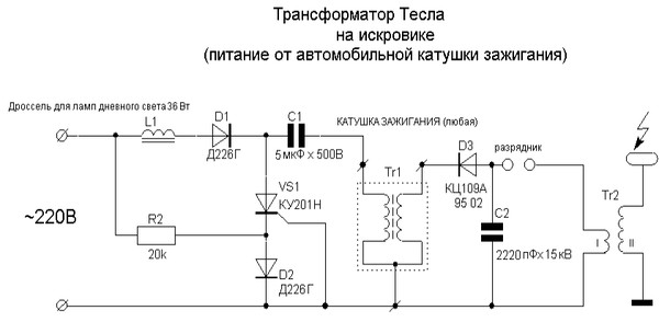 Катушка тесла своими руками схема