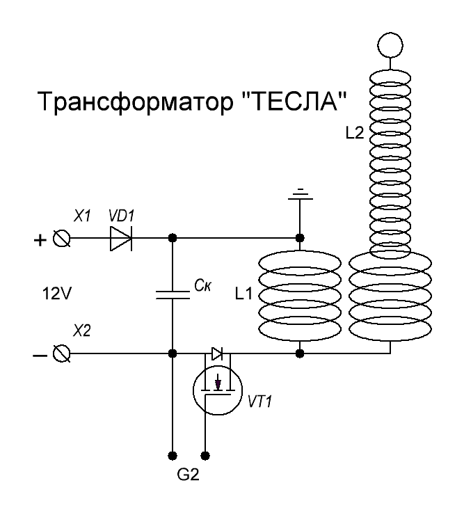 Музыкальная катушка тесла схема