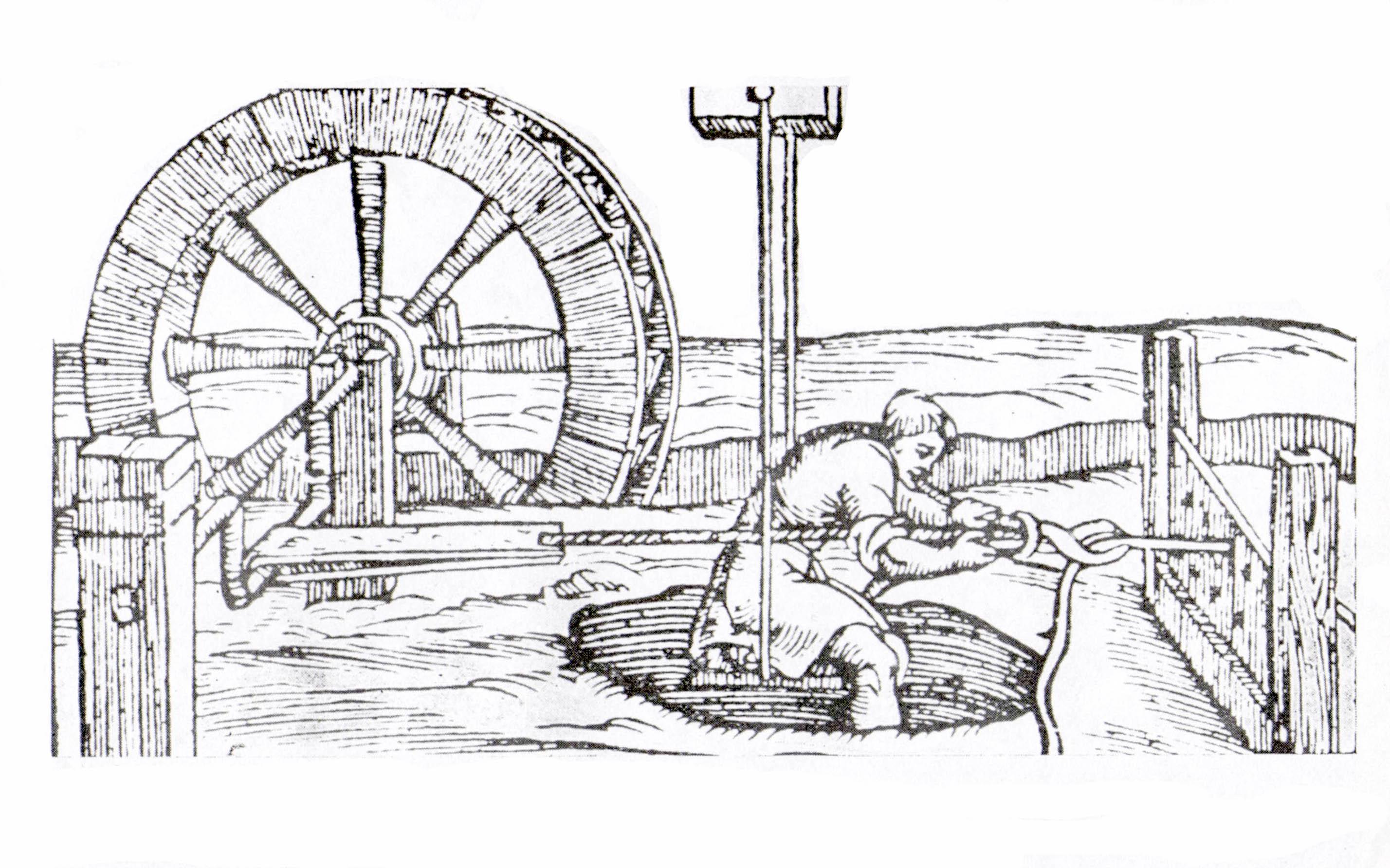 Водяное колесо в средние века