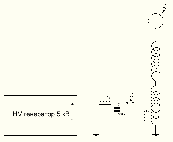 Схема простейшего трансформатора тесла
