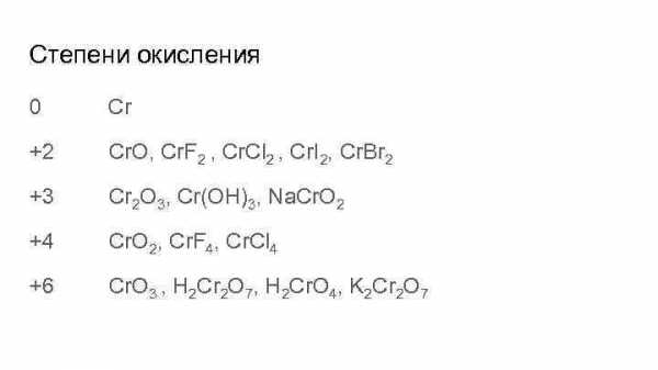 Низшая степень окисления хрома