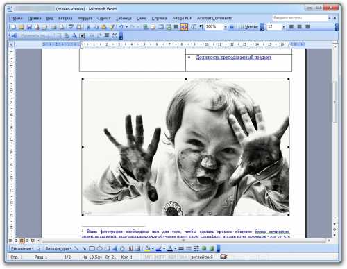 Как добавить фото в вордовский документ